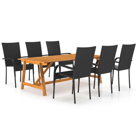 Ensemble de salle à manger de jardin 7 pcs Noir 120