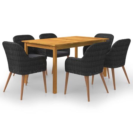 Ensemble de salle à manger de jardin 7 pcs Noir 70