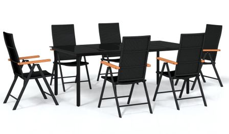 Ensemble de salle à manger de jardin 7 pcs Noir 34