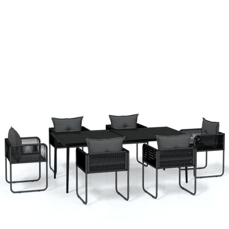Ensemble de salle à manger de jardin 7 pcs Noir 37