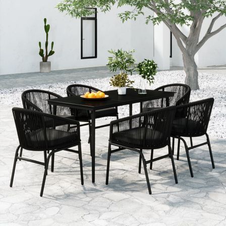 Ensemble de salle à manger de jardin 7 pcs Noir 45