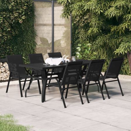Ensemble de salle à manger de jardin 7 pcs Noir