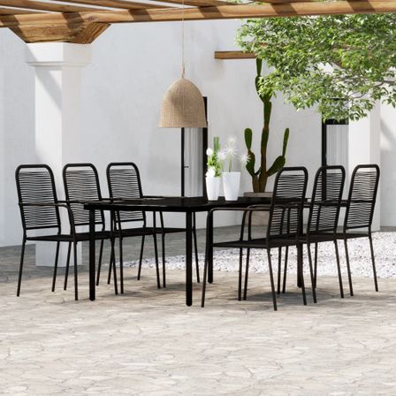 Ensemble de salle à manger de jardin 7 pcs Noir