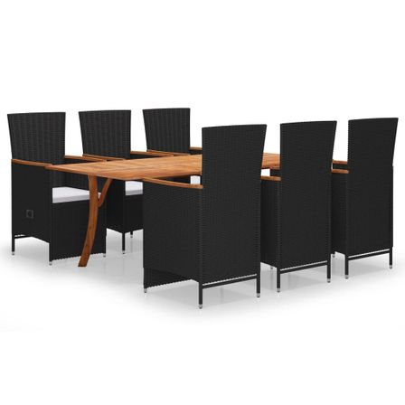 Ensemble de salle à manger de jardin 7 pcs Noir 115