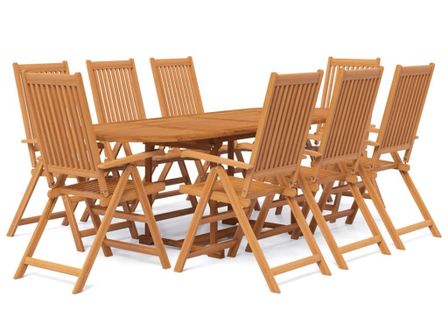 Ensemble de salle à manger de jardin 9 pcs Bois d'acacia massif 2