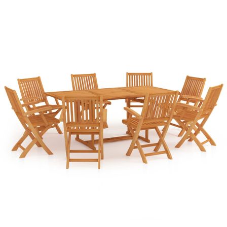 Ensemble de salle à manger de jardin 9 pcs Bois de teck massif 4