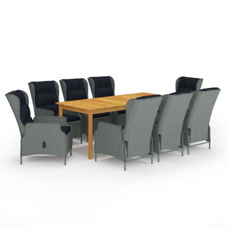 Ensemble de salle à manger de jardin 9 pcs Gris clair 7