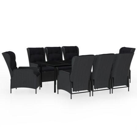 Ensemble de salle à manger de jardin 9 pcs Gris foncé 2