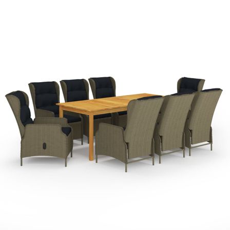 Ensemble de salle à manger de jardin 9 pcs Marron 10