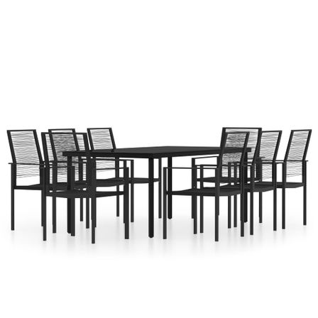 Ensemble de salle à manger de jardin 9 pcs Noir 2