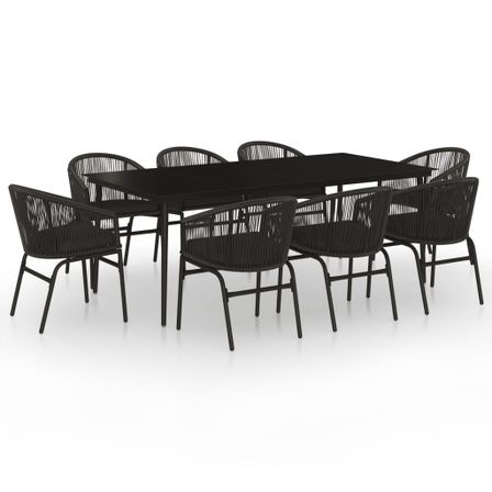 Ensemble de salle à manger de jardin 9 pcs Noir 9