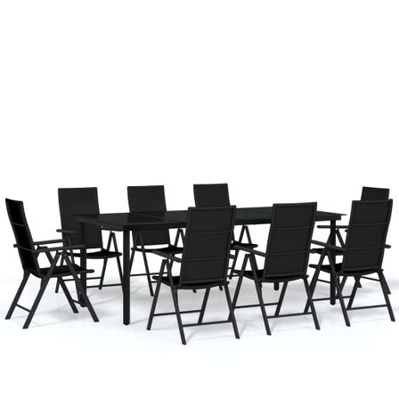 Ensemble de salle à manger de jardin 9 pcs Noir 5