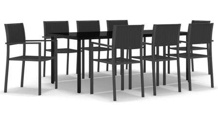Ensemble de salle à manger de jardin 9 pcs Noir 20