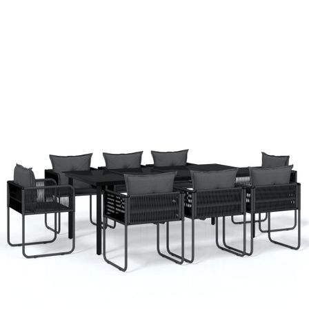 Ensemble de salle à manger de jardin 9 pcs Noir 22