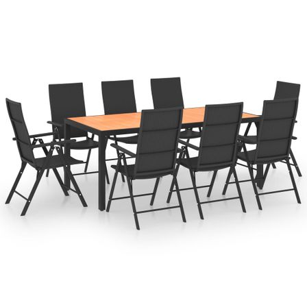 Ensemble de salle à manger de jardin 9 pcs Noir et marron