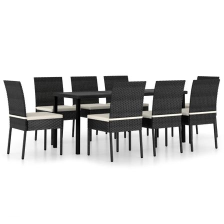 Ensemble de salle à manger de jardin 9 pcs Résine tressée Noir 2