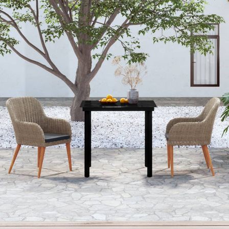 Ensemble de salle à manger de jardin avec coussins 3 pcs Marron