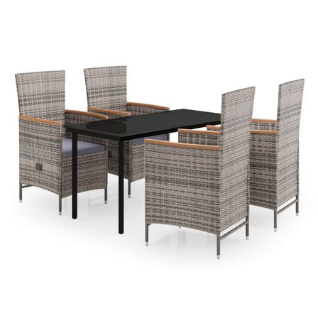 Ensemble de salle à manger de jardin avec coussins 5 pcs Gris 3