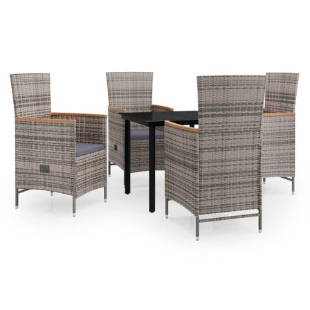 Ensemble de salle à manger de jardin avec coussins 5 pcs Gris 2