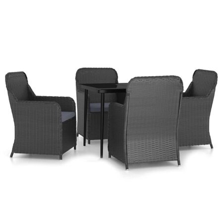 Ensemble de salle à manger de jardin avec coussins 5 pcs Noir 5