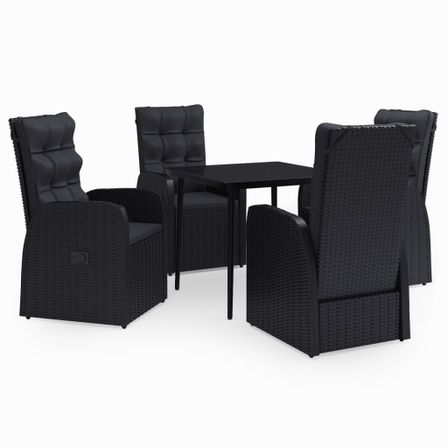 Ensemble de salle à manger de jardin avec coussins 5 pcs Noir 4