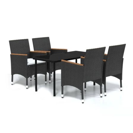 Ensemble de salle à manger de jardin avec coussins 5 pcs Noir 9
