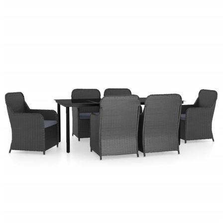 Ensemble de salle à manger de jardin avec coussins 7 pcs Noir 12