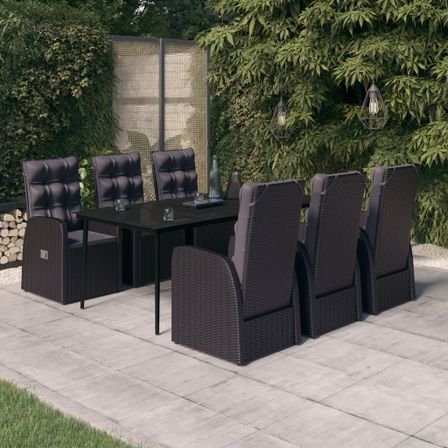 Ensemble de salle à manger de jardin avec coussins 7 pcs Noir 11