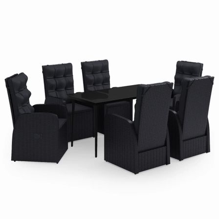 Ensemble de salle à manger de jardin avec coussins 7 pcs Noir 13