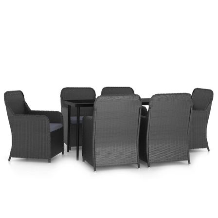 Ensemble de salle à manger de jardin avec coussins 7 pcs Noir 2