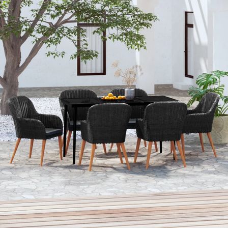 Ensemble de salle à manger de jardin avec coussins 7 pcs Noir 14
