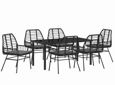Ensemble de salle à manger pour jardin 7 pcs Noir polyrotin