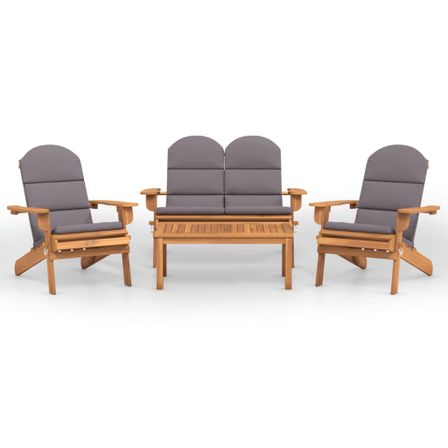 Ensemble de salon de jardin Adirondack 4 pcs bois acacia solide