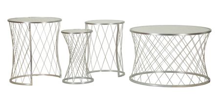 Ensemble de table noah en argent, 4 pièces, ø 70 x 45 - 47 x 54,5 - 36 x 50 - 28 x 45 cm