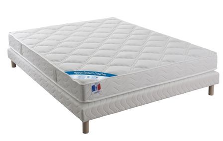Ensemble matelas équilibré 24 cm ressorts ensachés sommier tapissier 27 cm Bazika – Sommeil apaisant