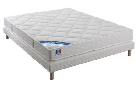 Ensemble matelas équilibré 24 cm ressorts ensachés sommier tapissier 27 cm Bazika – Sommeil apaisant