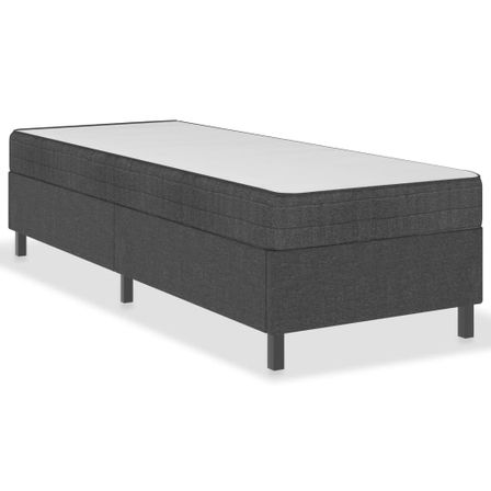 Ensemble matelas équilibré à ressorts 20 cm et sommier tapissier 35.5 cm tissu gris foncé Sloka - Élégance et confort