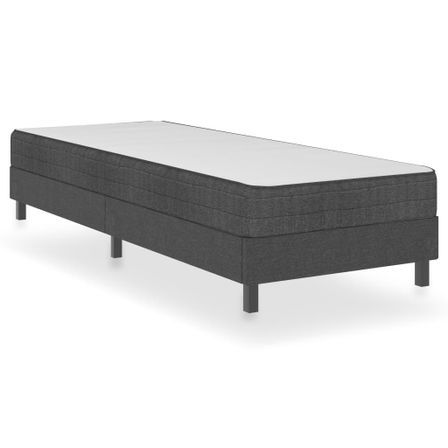 Ensemble matelas équilibré à ressorts 20 cm et sommier tapissier tissu 24.5 cm gris foncé Sloka - Élégance et confort