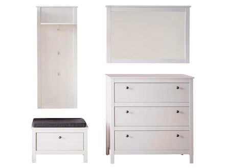 Ensemble meuble d'entrée 4 pièces mélaminé blanc Leone 161 cm