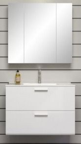 Ensemble meuble de salle de bain 2 pièces blanc brillant Randy