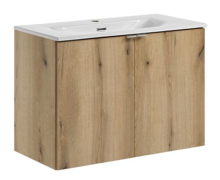 Ensemble meuble salle de bain suspendu 2 portes avec vasque encastrée NOVA OAK