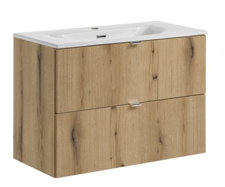 Ensemble meuble salle de bain suspendu 2 tiroirs avec vasque encastrée NOVA OAK