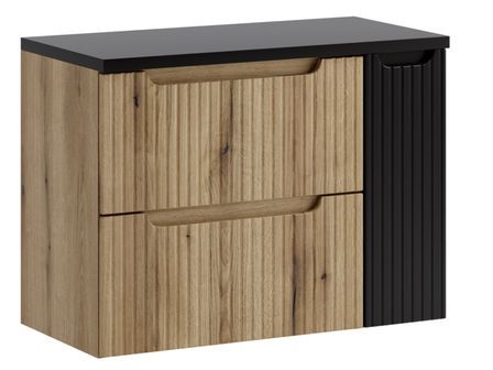 Ensemble meuble salle de bain suspendu NOVA Chêne naturel 80 cm