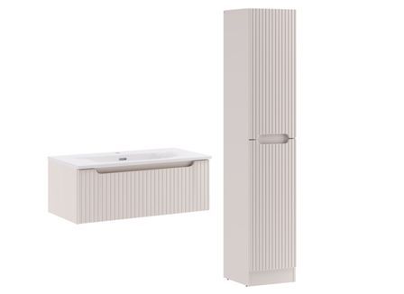 Ensemble meuble salle de bain suspendu SKY Taupe avec vasque et colonne