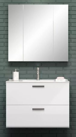 Ensemble meubles suspendus salle de bain 2 pièces blanc Randy