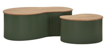 Ensemble table basse francfort verte 2 pièces 87 x 53 x 32 cm - 50 x 35 x 28 cm