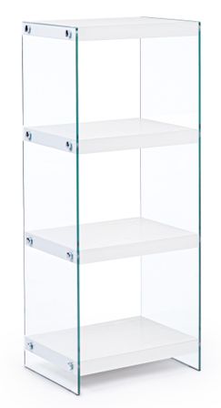 Etagère 4 niveaux bois blanc et verre trempé Lina 40 cm - Lot de 2