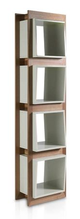 Etagère 4 niveaux bois noyer avec cube blanc Edie