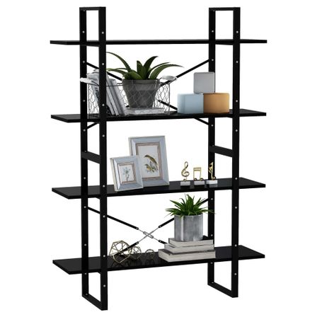 Etagère 4 niveaux Kinola 100 cm - Bois et métal noir