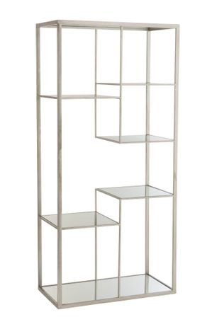 Etagère 5 niveaux métal argenté et verre trempé Toki L 177 cm